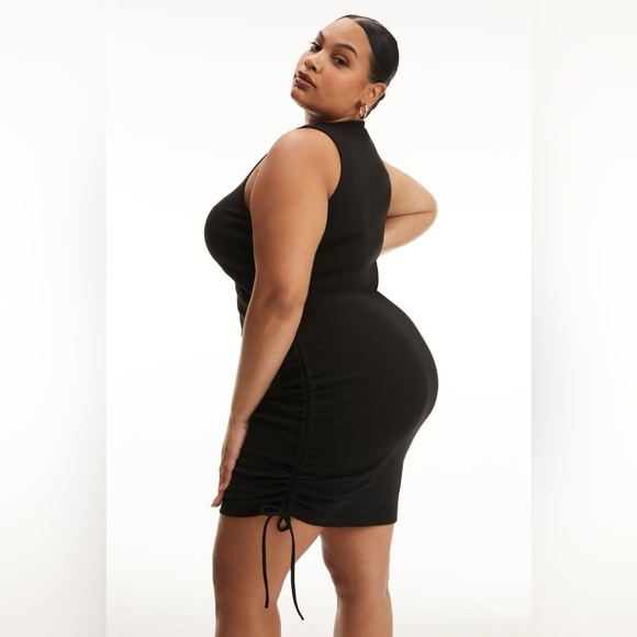 Good American Ruched Tank Mini Dress in Black, size 3 NWT! Love Island Themed - Picture 2 of 12